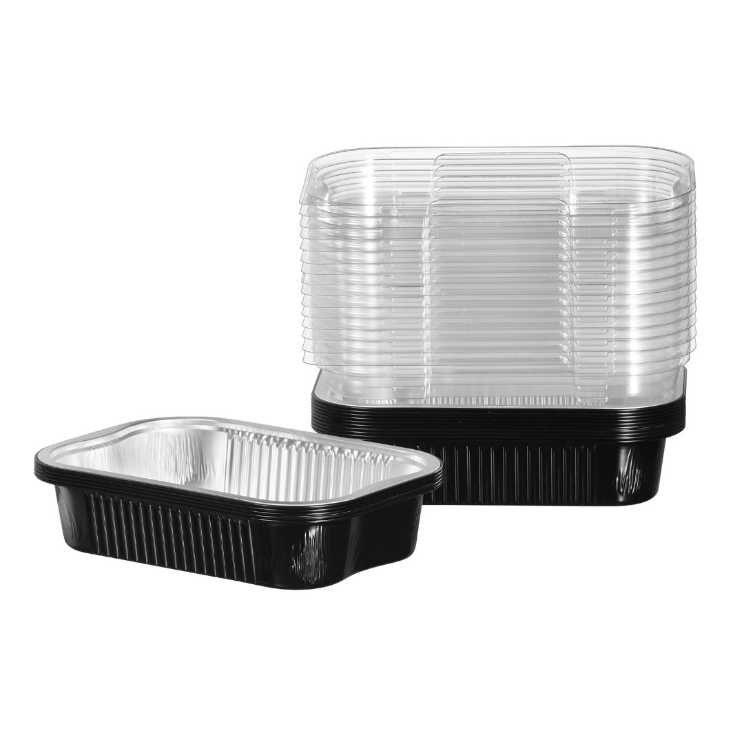 Rectangular Aluminum Container Black 1026ML Combo 220/220